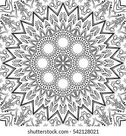 Ornamental background for coloring book Vector illustration in black and white