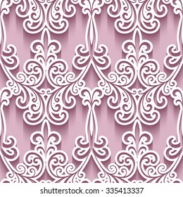 Ornamental background with cutout paper swirls, vector swirly seamless pattern, eps10