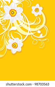 Ornamental background with daffodils. Vector