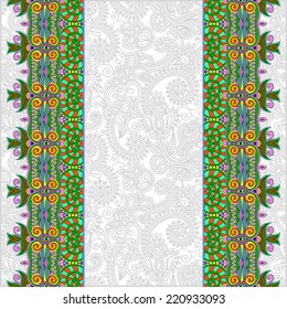 ornamental background with flower ribbon, stripe pattern, greeting card, vector illustration
