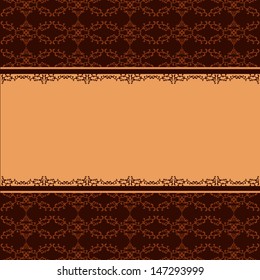 Ornamental background golden - chocolate with pattern and decorative ornament in vintage style. Place for text. Vector illustration