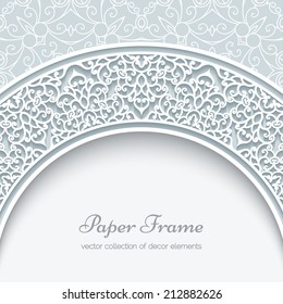 Ornamental background with paper lace border, vector eps10