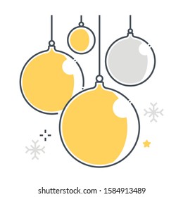 Ornamental ball related color line vector icon, illustration. The icon is about decorative, winter, decoration, Christmas, celebration. The composition is infinitely scalable.