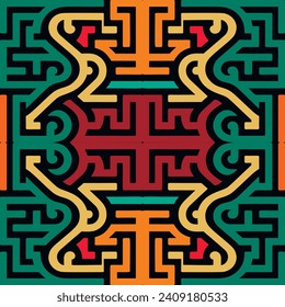 Ornamental beautiful tribal ethnic traditional style bright seamless pattern. Vector modern colorful background. Folkloric repeat trendy decorative ornaments. Endless ornate texture. Abstract pattern.