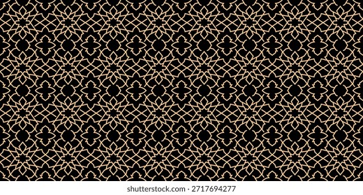 Ornamental Beige and Gold Islamic Pattern - Seamless Geometric Design on Dark Background, Perfect for Luxury Oriental Projects
