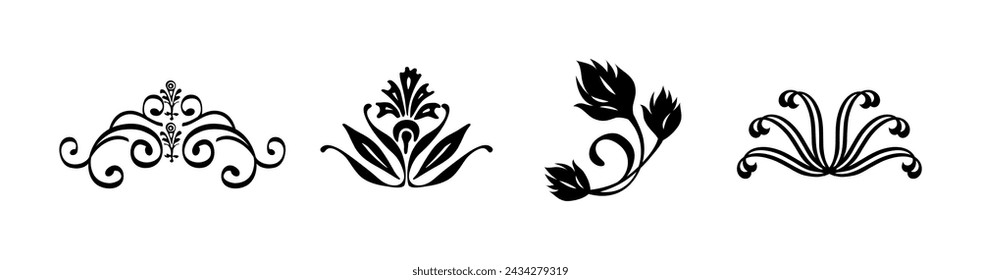 Ornamental Black Floral Collection Art
