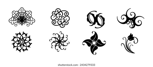 Ornamental Black Floral Collection Art