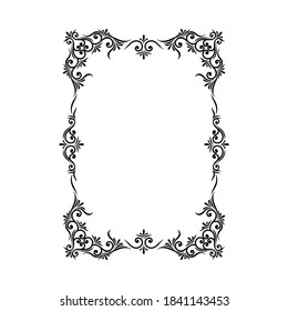 Ornamental Black Frame with Filigree Swirls Vector Clipart