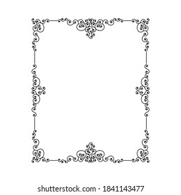 Ornamental Black Frame with Filigree Swirls Vector Clipart