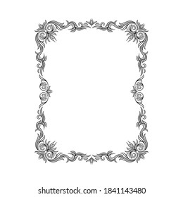 Ornamental Black Frame with Filigree Swirls Vector Clipart