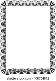 Ornamental black frame with mutually overlap arc elements isolated on the white background, vector artwork