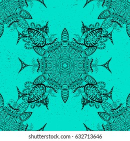 Ornamental black pattern. Vector oriental ornament. Ornamental pattern on blue background with black elements.