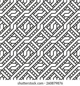 Ornamental black and white geometrical template for design.