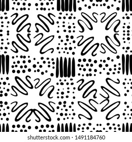 Ornamental black and white seamless pattern.