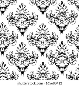 Ornamental black and white seamless pattern