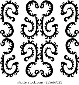 Ornamental black and white seamless pattern
