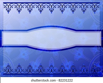 Ornamental blue banner vector design