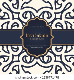Ornamental blue pattern with wedding badge