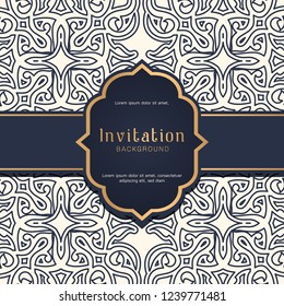 Ornamental blue pattern with wedding badge