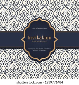 Ornamental blue pattern with wedding badge