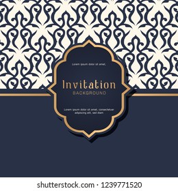 Ornamental blue pattern with wedding badge