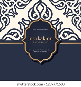 Ornamental blue pattern with wedding badge