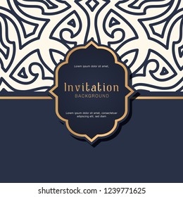 Ornamental blue pattern with wedding badge