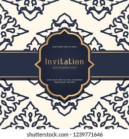 Ornamental blue pattern with wedding badge
