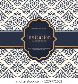 Ornamental blue pattern with wedding badge
