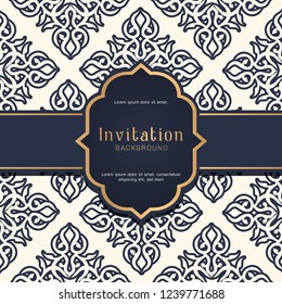 Ornamental blue pattern with wedding badge