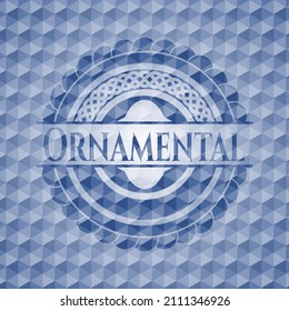 Ornamental blue polygonal badge. Vector Illustration. Detailed. 