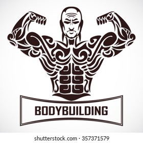 ornamental bodybuilder / vector symbol