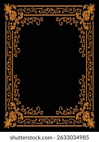 Ornamental Border Botanical Premium Luxury Decorative Gold Vector