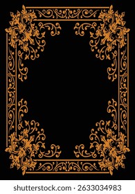 Ornamental Border Botanical Shine Premium Luxury Decorative Gold Vector