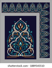 Borde ornamental en fondo azul oscuro