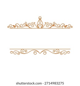 Ornamental border divider with scroll and swirl line in brown color clipart vector
