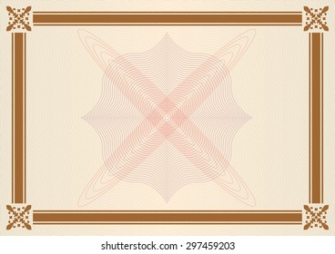 Ornamental border or frame. Certificate, diploma or voucher template. Vector illustration.