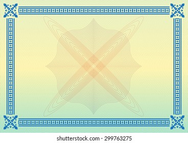 Ornamental border or frame. Certificate, diploma or voucher template. Vector illustration.