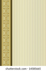 Ornamental border with golden elements on moire paper