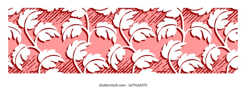 Borde ornamental con hojas. Patrón decorativo. Vector. 