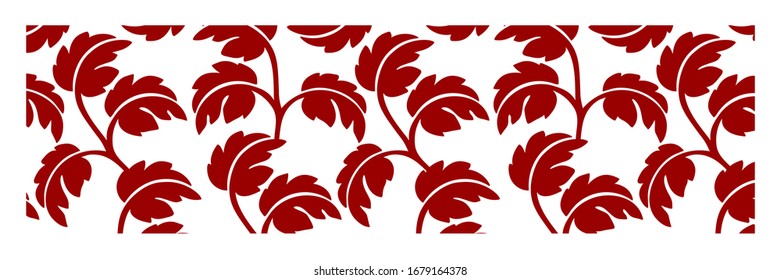 Ornamental border with leaves. Decorative pattern. Vector. Monochrome.
