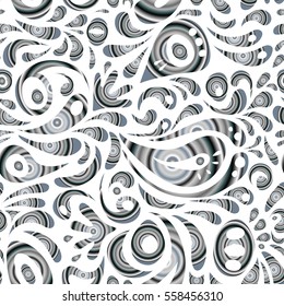 Ornamental border on white background. Vector seamless damask pattern, classic wallpaper, background.