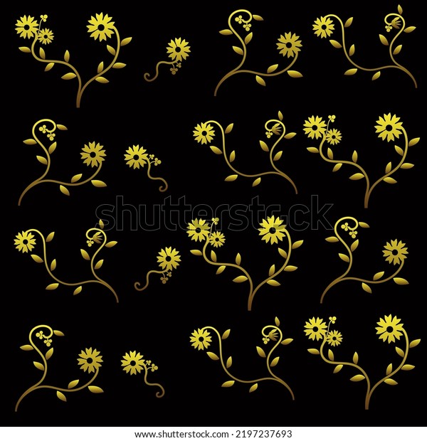 Ornamental border for ribbons, golden plant,\
fabric, wrapping, wallpaper, tape. Decorative design element for\
background and cover. Art\
work.