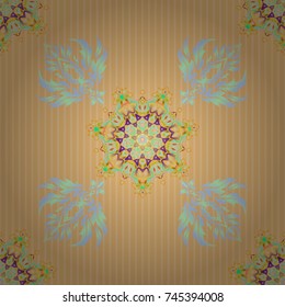 Ornamental border. Vector seamless pattern. Seamless damask pattern, pink, green and yellow classic wallpaper.