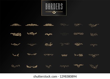 Ornamental borders and flourish corners, royal ornament swirls and vector vintage page dividers. Classical decoration elements illustration