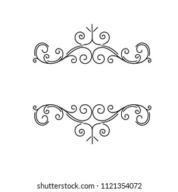 Ornamental borders, flourish vintage page dividers, royal ornament swirls and classical decoration elements. Vector illustration.