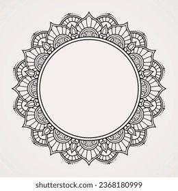 Ornamental borders and symmetrical flower shapes. suitable for henna, tattoos, photos, coloring books. islam, hindu, Buddha, india, pakistan, chinese, arab