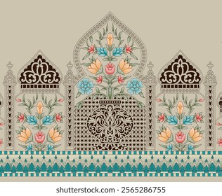 Ornamental borders with tribal-inspired geometric patterns for contemporary ethnic prints, wallpapers, gift wraps, and backgrounds.