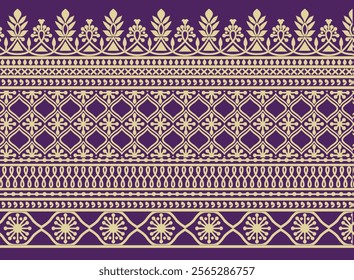 Ornamental borders with tribal-inspired geometric patterns for contemporary ethnic prints, wallpapers, gift wraps, and backgrounds.