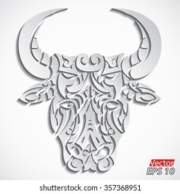 ornamental bull head 3d shape/ illustration eps10